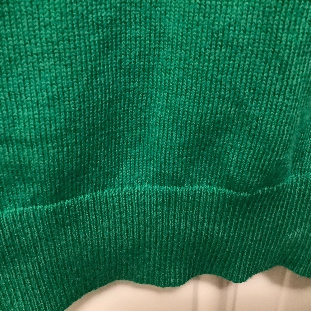 Boden|Cotton/Wool Blend Kelly Green Preppy Academia Ruffle Crewneck Sweater US 2 - Picture 4 of 8